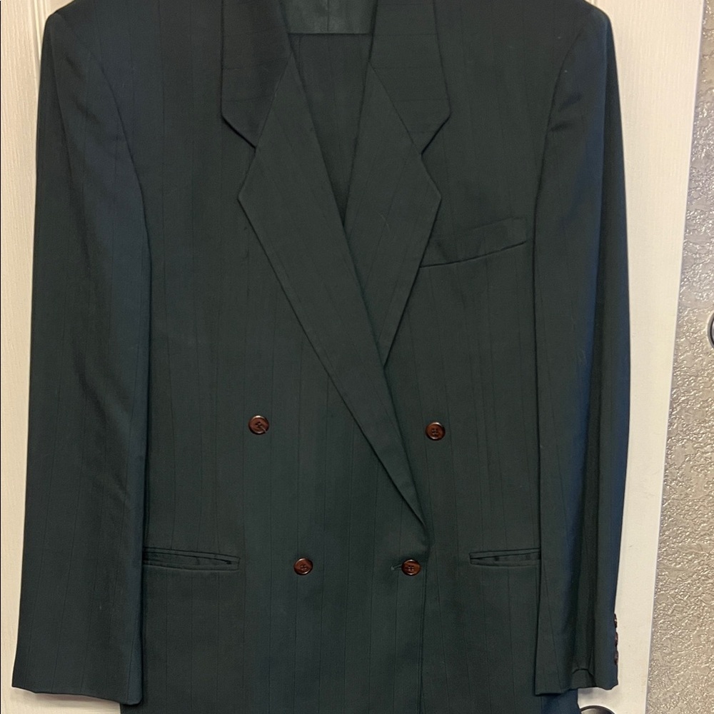 Classic Dark Green Pinstripe Suit 44R - Picture 3 of 15